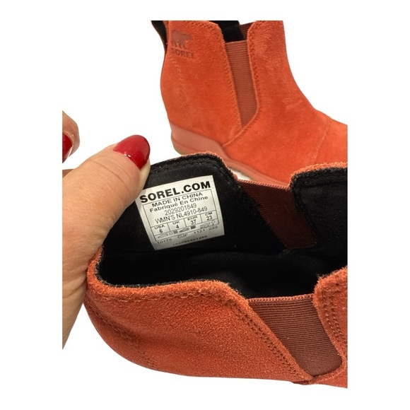 Sorel Evie Pull On Wedge Booties WarpRed Womens Waterproof Rain Boot size 6 - Picture 10 of 10